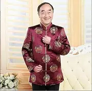 [JIMINISO] Chinese Traditional Men Women Tang Suit Satin Embroidered Flowers Jacket Birthday Party Vintage Casual Coat