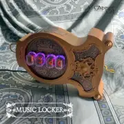 Unique Nixie tube table clock 4xIN-12 «Music Locker» by «Copper Cat Art Group»