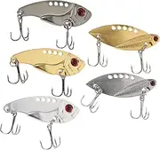 GANAZONO 5Pcs Fishing Bait Stainless Steel Fish Shaped for Saltwater Freshwater Fishing Durable Realistic Design for Outdoor