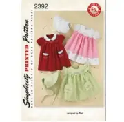 Simplicity 2392 Size A XS-L Babies' Dress & Bonnet Sewing Pattern Uncut