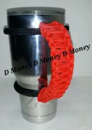 Paracord Handle for 40oz, 30oz or a 20oz Yeti, RTIC, Sic Cup, & Ozark Trail, Red