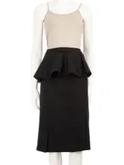 Black Ruffle Knee Length Skirt