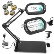 10X Square Magnifying Glass with Light and Stand, Real Glass LED Lighted
