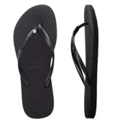 Havaianas Slim Crystal SW II Thongs in Black