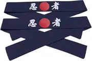[Ipetboom] 2-pack Japanese Chef Headband Karate Sports Headband for Men Wide Headwear Traditional Japanese Style