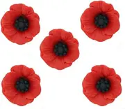 [YEHJDSMD] 5pcs Resin Red Poppy Flower Brooch Pin 2.3cm VFW Remembrance Day UK Remembrance Gift Accessory, Resin