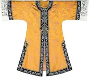 [JIMINISO] Yellow Long Qipao LateQing Dynasty Heavy Industry Satin Jacquard Cloak Traditional Robe Retro Oriental Cheongsam