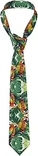 [LWJUWOKL] Tropical Flower Leaf Parrot Men'S Silk Tie Men'S Suit Tie Fashion Tie Printed Tie Wedding Party, Black, One Size