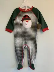 Baby Essentials Infant Boy Santa Christmas Holiday Footed Pajamas Size 6 Months