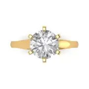 2.5 ct Round Cut Clear Stone Wedding Classic engagement Ring 14k Yellow Gold