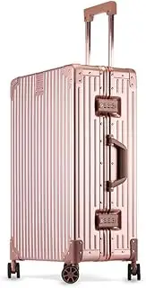 [ANNI RIEL] All Aluminum Magnesium Alloy Hardside Luggage 29 inch, Large Zipperless Luggage Metal Hardshell Suitcases with Spinner Wheels, Fashion Metal Rolling Trunk Luggage Case for Travel, Business,