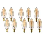 10pcs 40W Edison Vintage Incandescent Light Bulb Dimmable E14 C35 Antique Filament Amber Warm White for Chandelier Light 220-240V