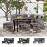 L-shaped Couch Sofa Set 5 Piece Outdoor Sofa with Cushions Poly Rattan vidaXL