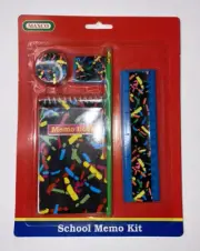 90's Maxco School Memo Kit - Memo Pad, Ruler, Pencil Sharpener, Pencil, & Eraser