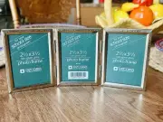 Vintage Decorel Triple Hinged Photo Frame 2.5x3.5 School Size Photo - Gold Tone