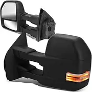 DNA Motoring Black Smoked Lens TWM-058-T666-BK-SM Powered w/LED Turn Signal Side Towing Mirror Replacement