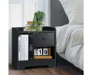 Junos Multi Storage Modern Bedside Table | Sleek Versatile Nightstand Table in 3 Colours - Black, Two