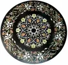 30" black marble table top coffee center inlay malachite lapis room decor A107