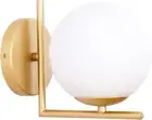 Wall Sconce Lighting, White Glass Globe, Gold Wall Lamp, Mid-Century Modern Styl