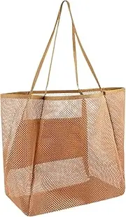 Beach Tote Bag | Mesh Tote Bag for Beach - Reusable Sport Items Storage Pouch, Breathable Carrier for Sunglasses Phone Towels Clothes Commuting