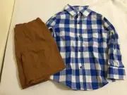 NEW Carter's Boys 2 PC Checkered Button Top & Short Set Toddler