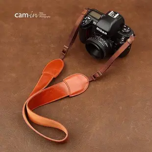 cam-in【 CAM2263 橘咖啡牛皮 寬版背帶 】 真皮系列 相機背帶 頸帶 菲林因斯特