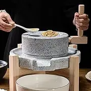Natural Granite Stone Grain Mill – Handmade Stone Grinder & Mill for Dry & Wet Foods with Filter Bag, Traditional Manual Grinding Tool