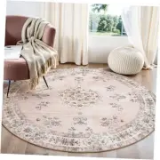 Washable Round Rug 8ft, Soft 8x8 Circle Rugs for Bedroom Girls 8ft Round Pink