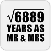 [Designsify] Gifts, 83rd Anniversary Square Root of 6889 Years As Mr & Mrs, Drink Coaster Mat Wipe-Clean Non-Slip Non-Skid Cork Back, for Birthday Mom Dad Parents Fathers Mothers Day Party