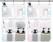 2 Pack Mesh Shower Hanging Caddy, 7 Pockets Organizer White