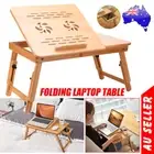 Foldable Laptop Table Tray Stand Desk Study Bamboo Portable Computer Adjustable