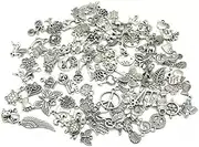 AIMALL 100X Jewelry Making Silver Charms Mixed Tibetan Silver Metal Charms Pendants DIY for Necklace, Bracelet, Keychain & More