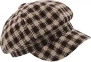 [Healeved] Cotton Plaid Beret Hat Vintage Newsboy Cap French Beret Style for Students Artists Coffee