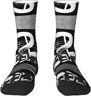 [EdWal] Soft Black White Music Note print Moisture Wicking Socks Sports Socks for Men and Women Warm thermal Boot Hiking Socks