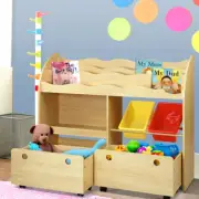 3 Tier Kids Bookshelf Children Display Shelf Bookcase Storage 2 Removable Bins