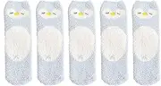 [Jaksairos] Women's Coral Fleecce Slipper Socks 5/10 Packs Thick Warm Socks Panda Cartoon Animal Cozy Snug Sleep Socks