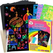 ZMLM Scratch Paper Art Set 60 Pcs Rainbow Magic Scratch Paper for Kids Black