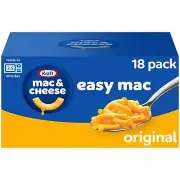 Kraft Easy Mac Original Flavor Macaroni and Cheese Meal Dinner Kit, 18 Pouches