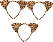 FRCOLOR 3pcs animal ear headband Ears Headbands Leopard Headband Costume Leopard Cat Headbands Cat Ear Headband makeup headband headbands for teen girls clothing earrings Flannel woman