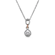Natural Diamond Accent Composite Infinity Twist Drop Pendant in Sterling Silver with Rose Rhodium