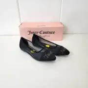 Juicy Couture Black Penny Logo Spell Out Flats NIB