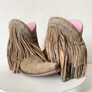 NEW Junk Gypsy Lane Boots SPITFIRE Cowboy Bootie Womens 5 Brown Fringe Western