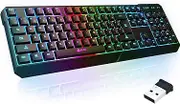 KLIM Chroma Wireless Gaming Keyboard RGB New - Long-Lasting Rechargeable Battery - Quick and Quiet Typing - Water Resistant Backlit Wireless Keyboard for PC PS5 PS4 Xbox One Mac - Black