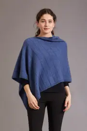 McDonald Possum Merino Womens Poncho With Garter Detail-Orchid