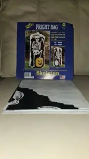 Vintage Halloween Skeleton Fright Factory Fright Bag Yard Leaf Bag Decor NOS