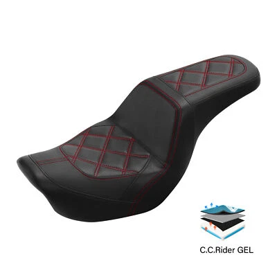 Driver Passenger Gel Seat Fit For Harley Low Rider Wide Glide Fat Bob 2006-2017
