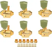 6Pcs String Tuning Keys for Electric Acoustic Guitars, Metal Plastic Material, Semi Sealed Design, 3L3R Configuration, Easy Installation, Ideal Replacement Parts (Gold)
