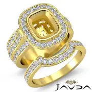 Diamond Engagement Ring Bridal Sets 18k Gold Yellow Cushion Semi Mount 2.3Ct
