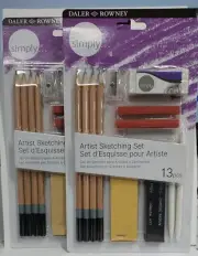 x2 Daler Rowney ARTIST SKETCHING 13 Piece Set