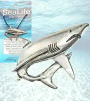 SeaLife BLUE SHARK Amulet Pendant Necklace Pewter